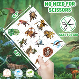 96 Pcs Dinosaur 3D Pre-Cut Temporary Tattoos For Kids | Super Cute Themed Birthday Party Favors, Supplies, Decorations, Funny Jungle Fake Tattoo Stickers (Multiple)