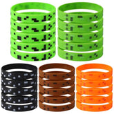 25Pcs Pixel Theme Party Favors Silicone Bracelets Birthday Supplies Gifts