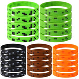 25Pcs Pixel Theme Party Favors Silicone Bracelets Birthday Supplies Gifts