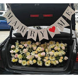 Marry Me Banner, White Cardboard With Black Letters, Swallowtail Desig