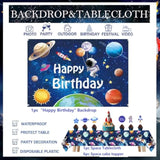 96Pcs Outer Space Astronaut Party Decorations - Galaxy Themed Party Supplies ?Happy Birthday Backdrop, Tablecloth, Star Garland ,Multi-Color Balloons And Rocket ?Astronaut Balloons , Cake Toppers.