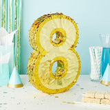 Gold Foil Number 8 Piñata: 8th Birthday Party Decoration (17"x11"x3")