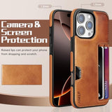 Leather Case For Iphone 16 Pro Max With Card Holder Soft Leather Wallet Case, Protective Slim Shockproof Phone Cover For Man Women (Brown)