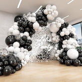 Black And White Balloon Arch Kit, Black And White Balloons With Silver Confetti Balloons For Birthday Graduation Engagement Baby Shower Party Decorations