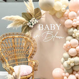 Baby In Bloom Baby Shower Decal Sign - Gender Reveal Girl Or Boy Decoration, Sign For Arch Backdrop (White Decal)