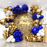 187Pcs Royal Blue And Gold Balloons Arch Garland Kit, 5 10 12 18Inch Royal Blue And Gold White Balloons With Gold Foil Balloons For Baby Shower Anniversary Wedding New Year Birthday Party Decorations