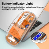 Wireless Led Slim Silent Bluetooth & 2.4G Tri-Mode 2400Dpi Optical Computer Mouse - Portable Rechargeable Transparent Cordless Mouse For Laptop Pc & Desktop