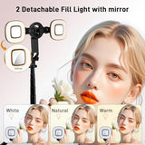 Magnetic Selfie Stick Tripod with 2 LED Lights, 52" Tripod for iPhone with Rechargeable Remote, Portable Selfie Stick Compatible with iPhone