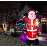 10 Foot Tall Giant Christmas Inflatable Santa Claus With Gift Bag And Bear, Build-In Led Lights, Outdoor Indoor Holiday
