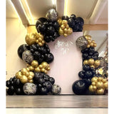 Black Gold Balloons Garland Kit, 100Pcs Black Gold Metallic Chrome And