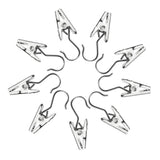 100 Pcs Curtain Clips With Hooks, Small Metal Wire Holder String Party Lights Hanger Wire Holder Awning Light Christmas Decor For Home Decoration Shower Drapery Art Craft Display(Silver)