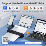 Portable Printer Wireless For Travel - Bluetooth Mobile Printer Support For 8.5"X11" Us Letter, Inkless Compatible With Ios, Android, Laptop For Office, Car And Home (300Dpi, Black)