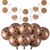 10 Pcs 21 Inch Cookie Balloons Cookies Milk Birthday Party Decorations Include 8 Foil Chocolate Chip Biscuit Inflatables Decor And 2 Banners For Birthday Party Supplies Baby Shower