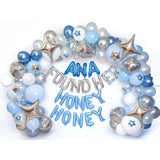 Blue & Silver Disco Balloon Garland Kit – 80s Party Arch with Stars and Confetti Balloons