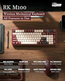 M100 Wireless Mechanical Keyboard w/Screen & Dual Knobs, Tri-Mode Gasket Mount Gaming Keyboard with Number Pad, Hot Swappable Cream Switch, Red