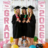 COHIE Congrats Grad Class of 2026 Porch Banner a Set of 2, 12"x71" 2026 Graduation Party Decor for Senior High School College University Grad Parties Supplies Indoor Outdoor (Pink and White)