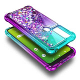 Case For At&T Radiant Max 5G, Cricket Dream 5G/At&T Fusion 5G/Innovate 5G With Tempered Glass Screen Protector, Sparkle Glitter Liquid Cute Case (Aqua/Purple)