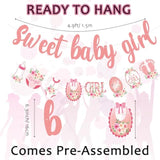 2pcs Rose Gold Glitter Baby Girl Banner β Pre-Strung Baby Shower Decor