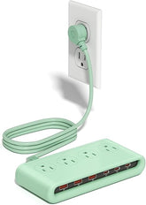 Power Strip with USB C 4 Outlets 6 USB Ports 3 USB C 5FT Flat Plug Charging Station Black