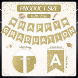 Happy Graduation Banner Gold Glitter Graduation Sign Banner Garland Party Decorations Wall Hanging Decor for Home Grad Party College Senior High School Prom