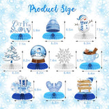 10 Pcs Snowflake Christmas Party Supplies Winter Wonderland Party Decorations Blue White Snowflake Honeycomb Centerpieces Table Decorations for Christmas Holiday Winter Birthday Party Supplies