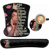 Keyboard Wrist Rest And Mouse Pad Wrist Support Set, Ergonomic Gel Mouse Pad Wrist Rest With Non-Slip Base For Home Office Desk Pad, African American Women Black Girl Black Gaming Mouse Mat