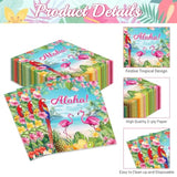 Pack Of 50, Tropical Aloha Paper Napkins, Colorful Flamingo Parrot Design, Hawaiian Themed Disposable Cocktail Napkin For Luau, Beach, And Summer-Themed Birthday Party Supplies, 13X13 Inches Unfolded