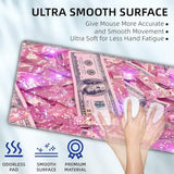 Large Mouse Pad With Rubber Base, Pink Sparkly Money Bills Sparkles Ideal Desk Pad For Office And Home Use - Premium Desk Cover Mat Office Desk Accessories And Desk Mat For Keyboard And Mouse