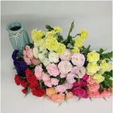 4 Bunches Bouquet Of Artificial Silk Flower Carnations,12" Bouquet And Green Leaf For Home Party,Bridal Wedding Holding Flowers Festival Decor With 10 Per Bunch Flower (Red Edge-White)