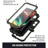 Compatible With Iphone 15 Pro Max Metal Case With Screen Protector Camera Protector Military Rugged Heavy Duty Shockproof Case With Metal Kickstand Full Body Tough Dustproof Case(Green)