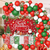 137Pcs Merry Christmas Party Decorations Christmas Balloon Garland Arch Kit Red Green Foil Fringe Curtain Xmas Balloons Decorations Xmas Birthday Backdrop Party Balloons Supplies