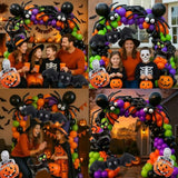 173Pcs Halloween Balloon Garland Arch Kit with Spider Foil Black Orange Green Purple Balloons