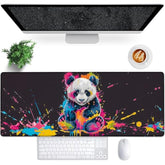 Adorable Panda Gaming Mouse Pad, 31.5"×11.8" Extended Desktop Mouse Pads For Keyboard Laptop Computer, Large Desk Mat With Stitched Edges For Work Office Desk Decor (Colorful Splash Art Panda)