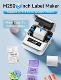M250 Label Maker Machine With Tape, 3 Inch Label Maker For Address, 2026 Upgrade Portable Barcode Printer For Business, Home, Logo Label, Sticker Printer For Phones & Pc, With 1 Roll Label