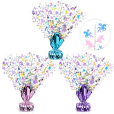 3pcs Rainbow Unicorn Metallic Table Centerpieces with Glitter for Girls' Birthday