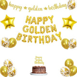 Happy Golden Birthday Balloon Banner,Golden Birthday Party Decorations With Gold Glitter Happy Golden Birthday Banner Cake Topper For 5Th,21St,25Th,30Th,50Th 60Th Golden Birthday Party Supplies