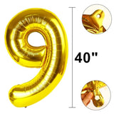 40 Inch Gold Balloon Number 9,Jumbo Mylar Foil Helium Balloon For 9 19Th 29Th 39Th 90Th 99Th Digital Balloons For Birthday Party,Wedding Anniversary Party Decorations