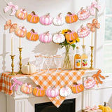 3-Pcs Bow Pumpkin Banner Set for Fall, Thanksgiving & Autumn Decor