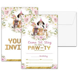 Puppy Dog Birthday Party Invitations, Doggy Birthday Invitation, Double-Sided Fill In Invites, It'S Time To Paw-Ty Birthday Party Decorations, 20 Cards With 20 Envelopes(D25)