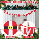 2 Pcs 6Ft Santa'S Clothesline Garland For Christmas Decoration Felt Santa Hat Top Pants Socks Underwear Hanging Decor Door Wall Window For Xmas Holiday Party Favor Supplies
