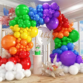 412pcs Rainbow Balloon Arch Kit – Assorted Matte Balloons in 4 Sizes for Party Decorations