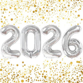 16 Inch Silver 2026 Number Foil Balloons for New Year Party Decorations