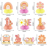 10Pcs Boho Groovy 1St Birthday Decorations Honeycomb Centerpieces For