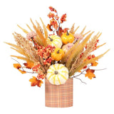 Fall Decor, 12" Artificial Yellow/White Pumpkin Berry Maple Tree Table Decorations, For Autumn Halloween Thanksgiving Home Farmhouse Harvest Holiday Party Centerpieces Decor.