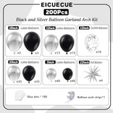 Black And Silver Balloons Garland Arch Kit With Stars 200Pcs - 5 10 12 18 22 Inch Balloon And Confetti Balloons For 2025 Graduation New Year Anniversary Birthday Disco Theme Party Decorations