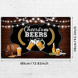 Cheers and Beers Party Retro Wooden Board Birthday Banner Backdrop for Men