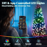 9 Ft Prelit Christmas Tree With 500 Led Lights, App Control, Slim Pencil Christmas Tree, Multi-Color Rgbw Lights, 1426 Flocked Frosted Tips, Xmas Tree, 95 Pine Cones, For Home, Party