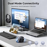 Vertical Wireless (Bluetooth 5.0+2.4G) Ergonomic Mouse With 5 Buttons, 1000/1600/2000/4000 Dpi, Prevention Of Mouse Arm, Vertical Mouse Compatible With Pc/Laptop/Tablet, Black
