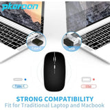 Wireless Mouse, Rechargeable 2.4G Wireless Mouse With Silent Optical Click, Usb Receiver And Type-C Adapter, 3 (1000/1200/1600) Adjustable Dpi For Computer, Laptop, Pc, Mac