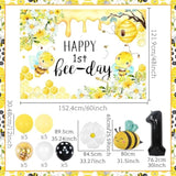 Happy 1St Bee Day Backdrop First Bee Day Birthday Party Decorations Girl Boy So Sweet To Bee One 1St Birthday Decor Bumble Bee Balloons Fun To Bee One Baby Shower